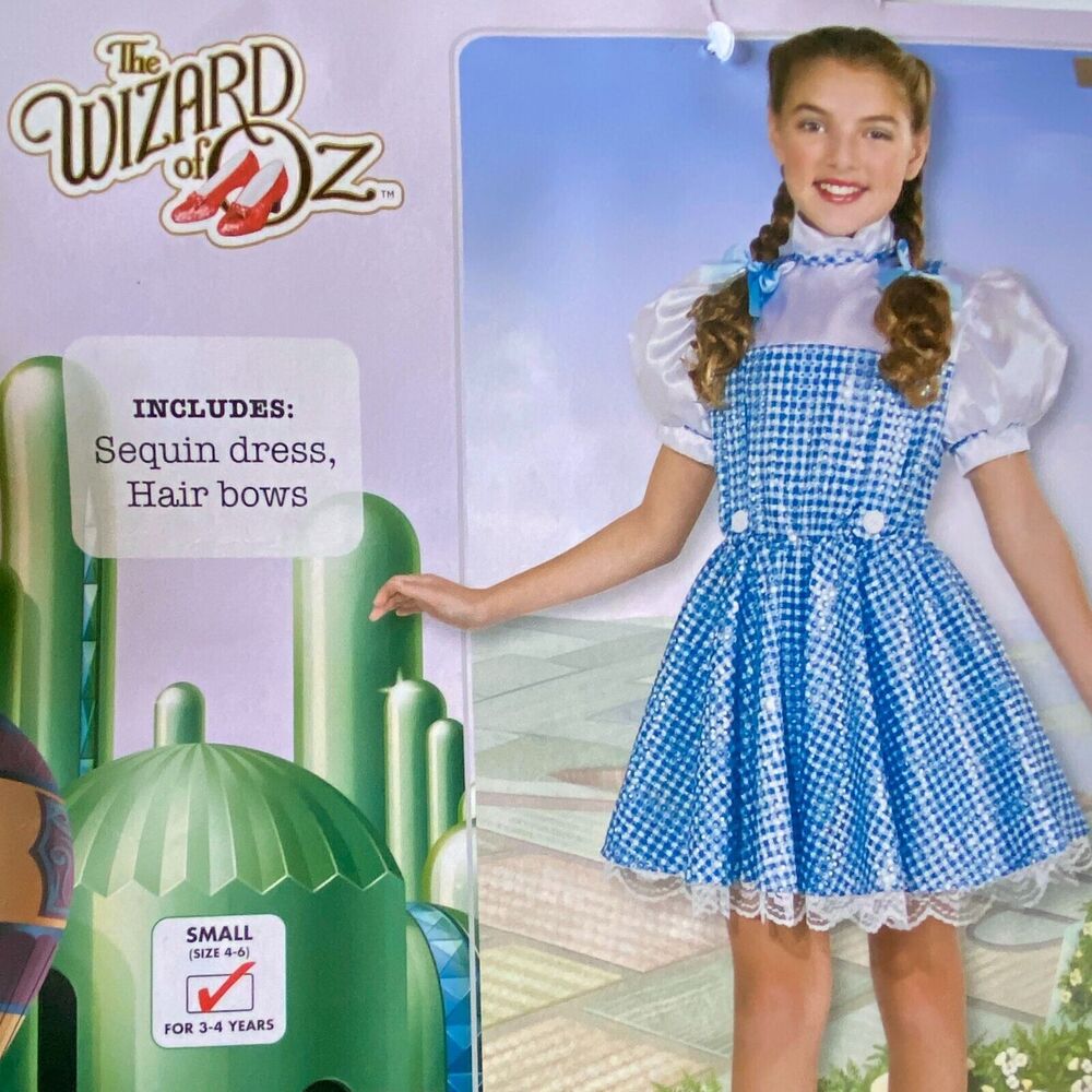 Girls THE WIZARD OF OZ DOROTHY Dress HALLOWEEN COSTUME Small 4-6 Rubies Sequins